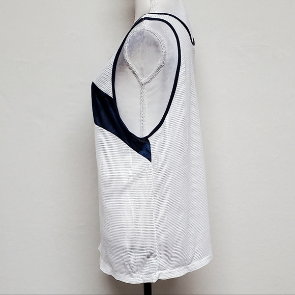 VINTAGE 1970s Bill Rodgers Blue White Mesh Sleeveless Singlet Running Sport Tank - Picture 8 of 15